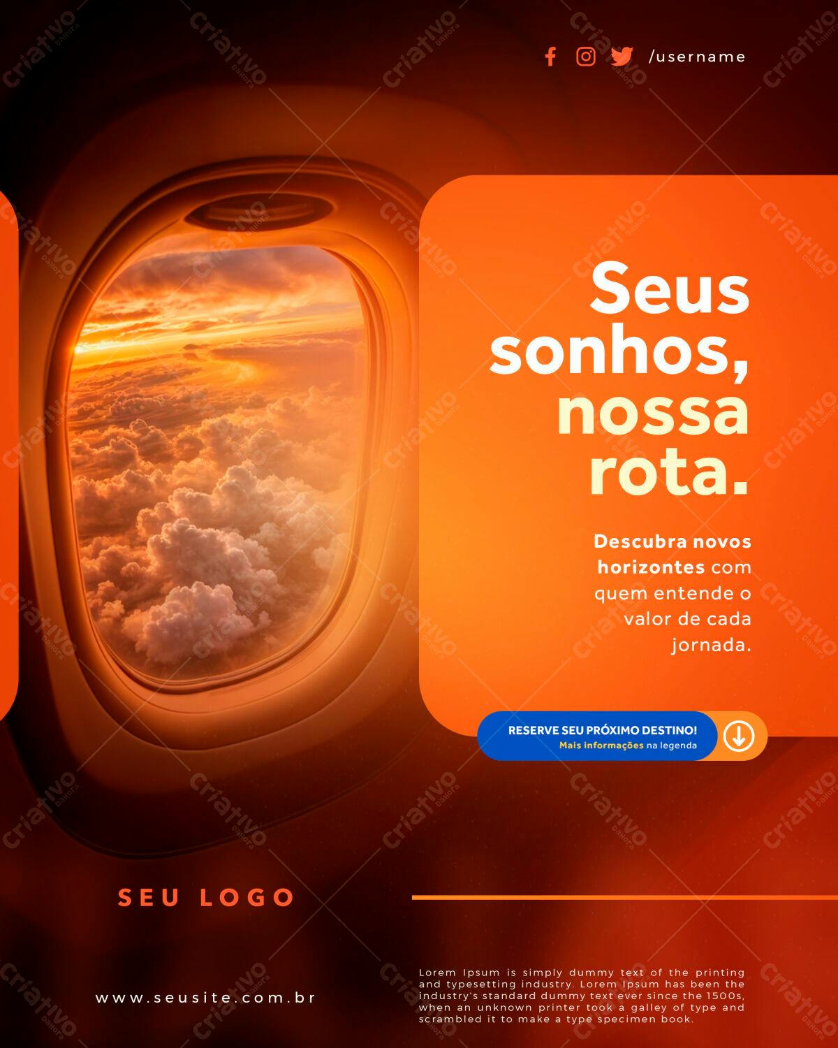 Post para Agência de Viagens PSD Editável