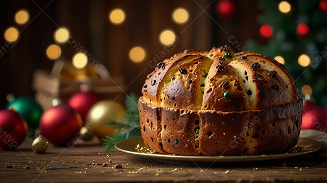 Panetone Natalino com frutas cristalizadas