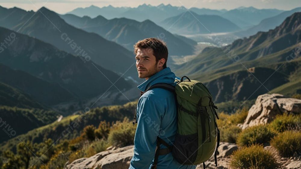 Foto De Um Homem Em Uma Bela Vista De Uma Montanha