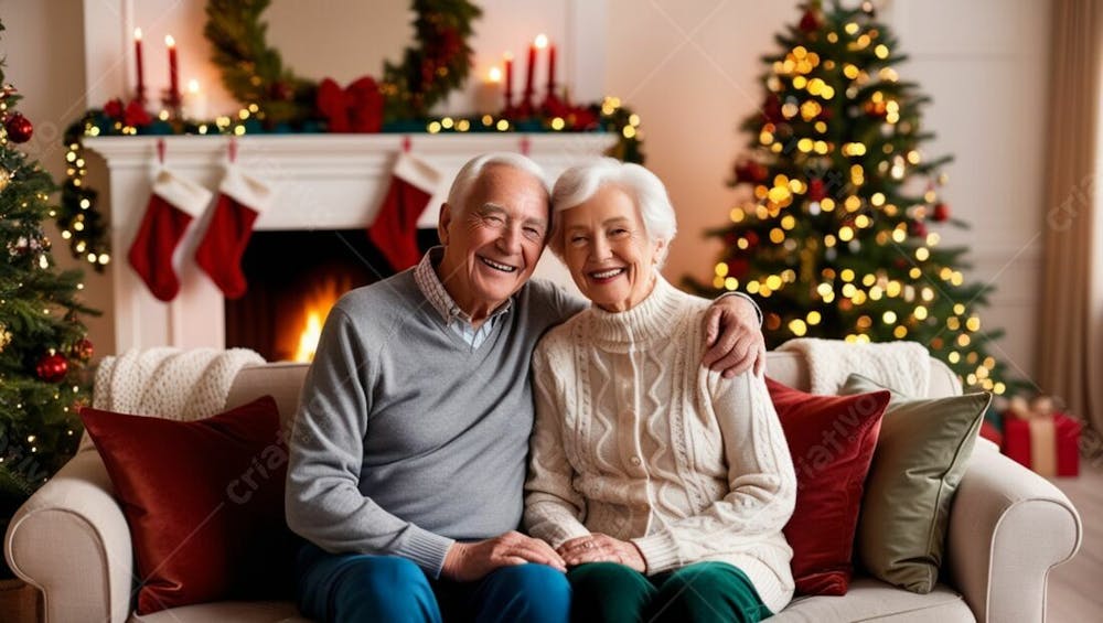 Idosos Em Uma Linda Casa Esperando O Natal