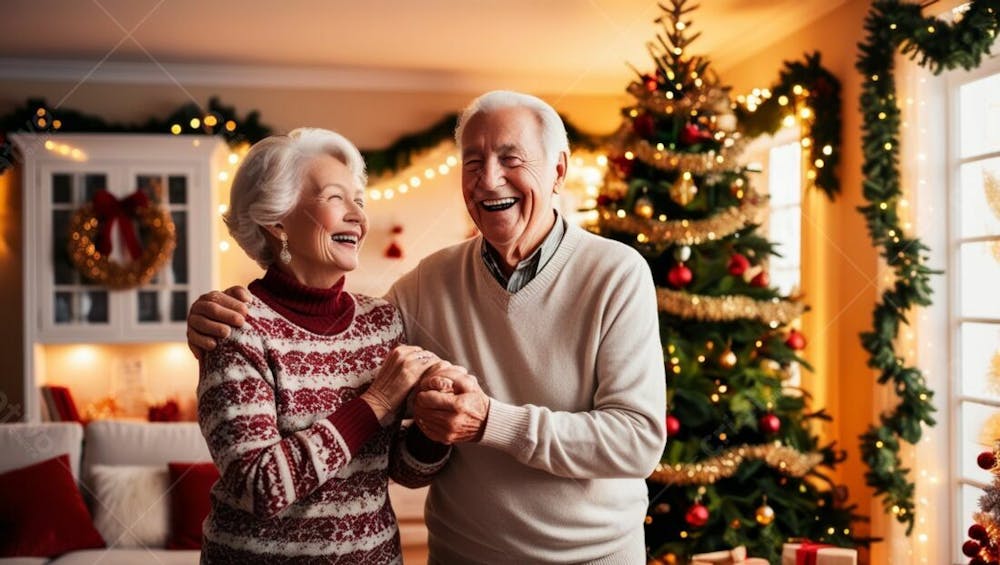 Idosos Esperando Com Muito Alegria O Natal