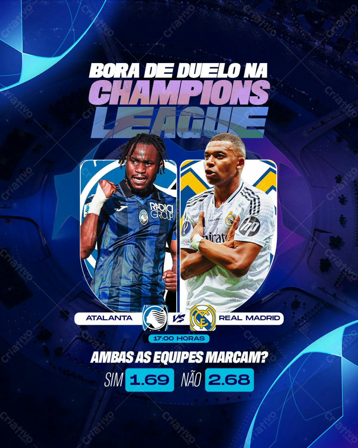 Flyer Champions League Atalanta x Real Madrid PSD Editável
