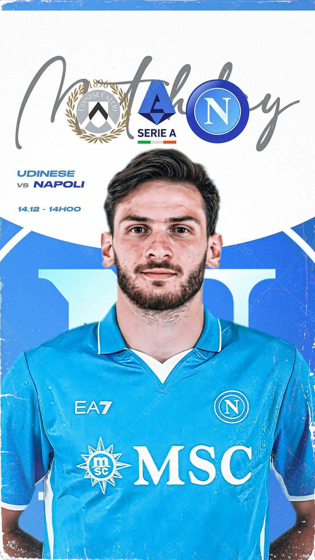 Flyer de Futebol Udinese x Napoli PSD Editável