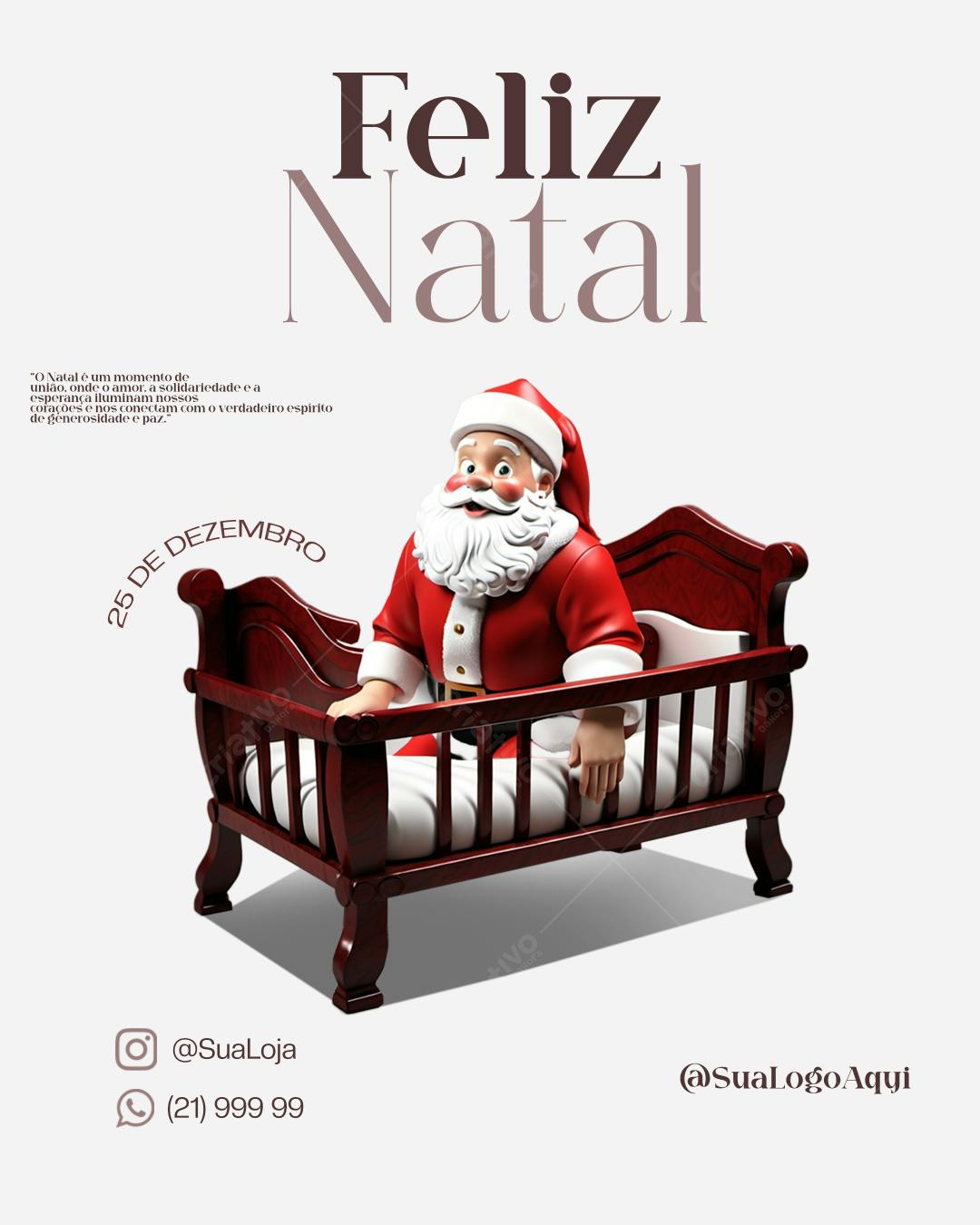 Postagem Natalina Papai Noel Bebê PSD Editável