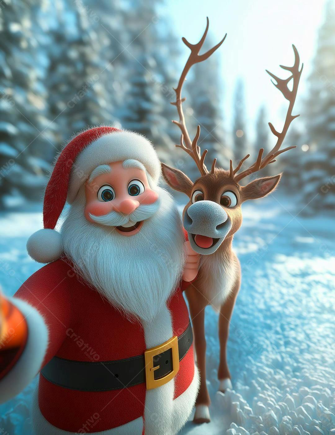 Papai Noel e rena selfie Natal