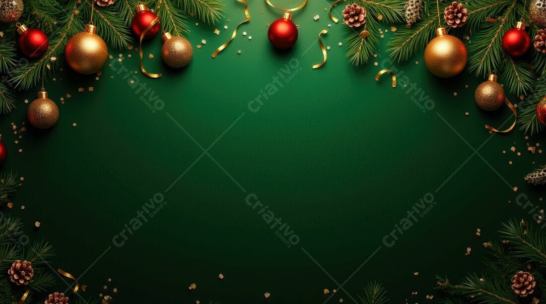 Enfeites de Natal Dourados e Vermelhos