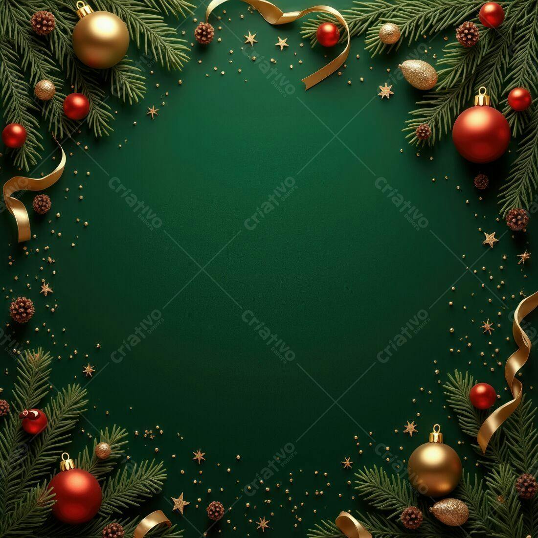 Enfeites de Natal Dourados e Vermelhos