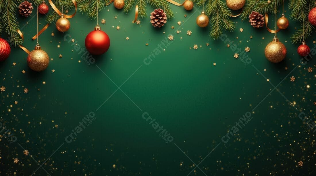Enfeites de Natal Dourados e Vermelhos