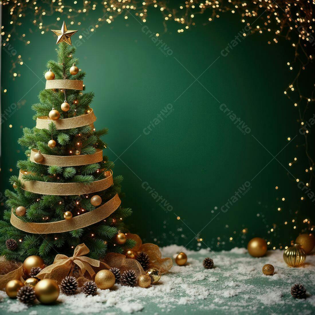 Árvore de Natal dourada e verde