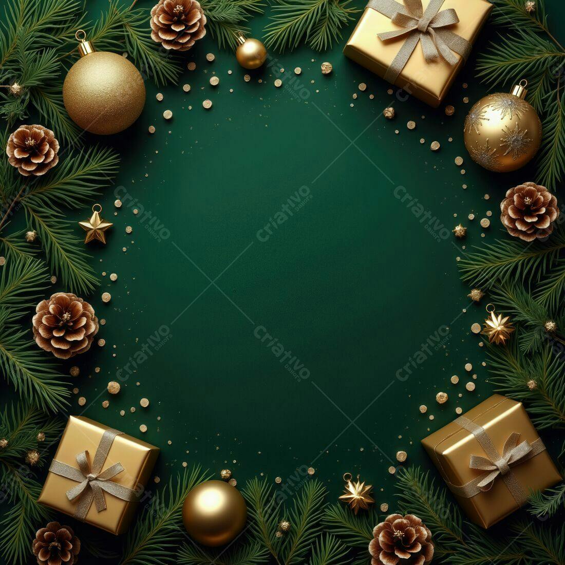Decoração Natalina Dourada e Verde
