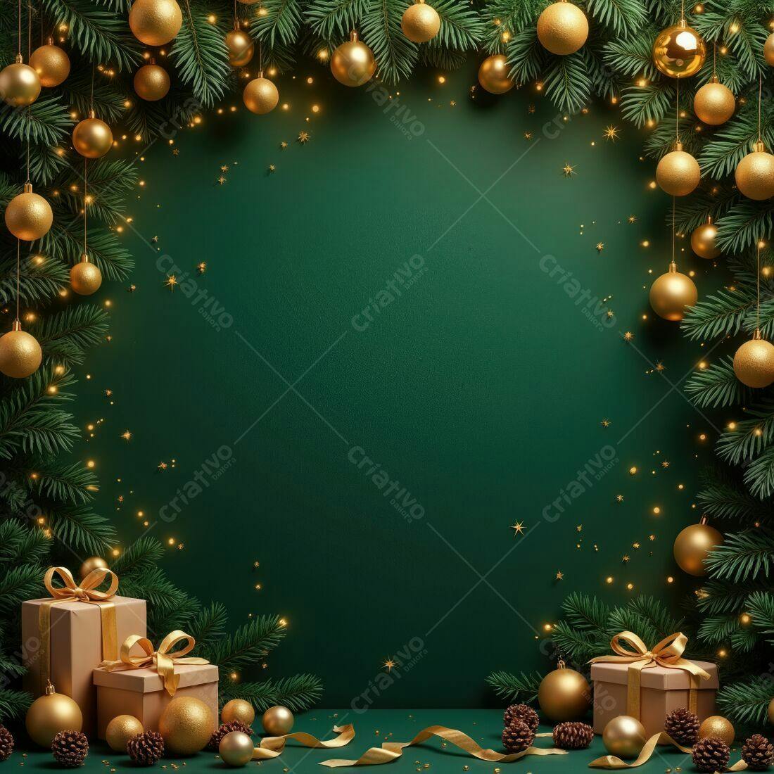 Natal dourado fundo verde escuro