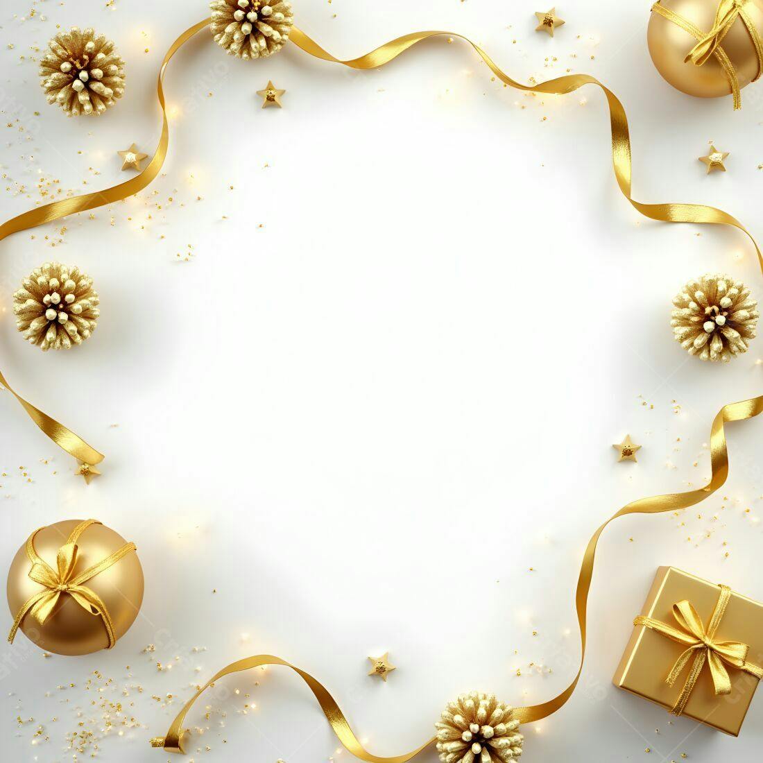 Decoração Natalina Dourada com Laço e Estrelas