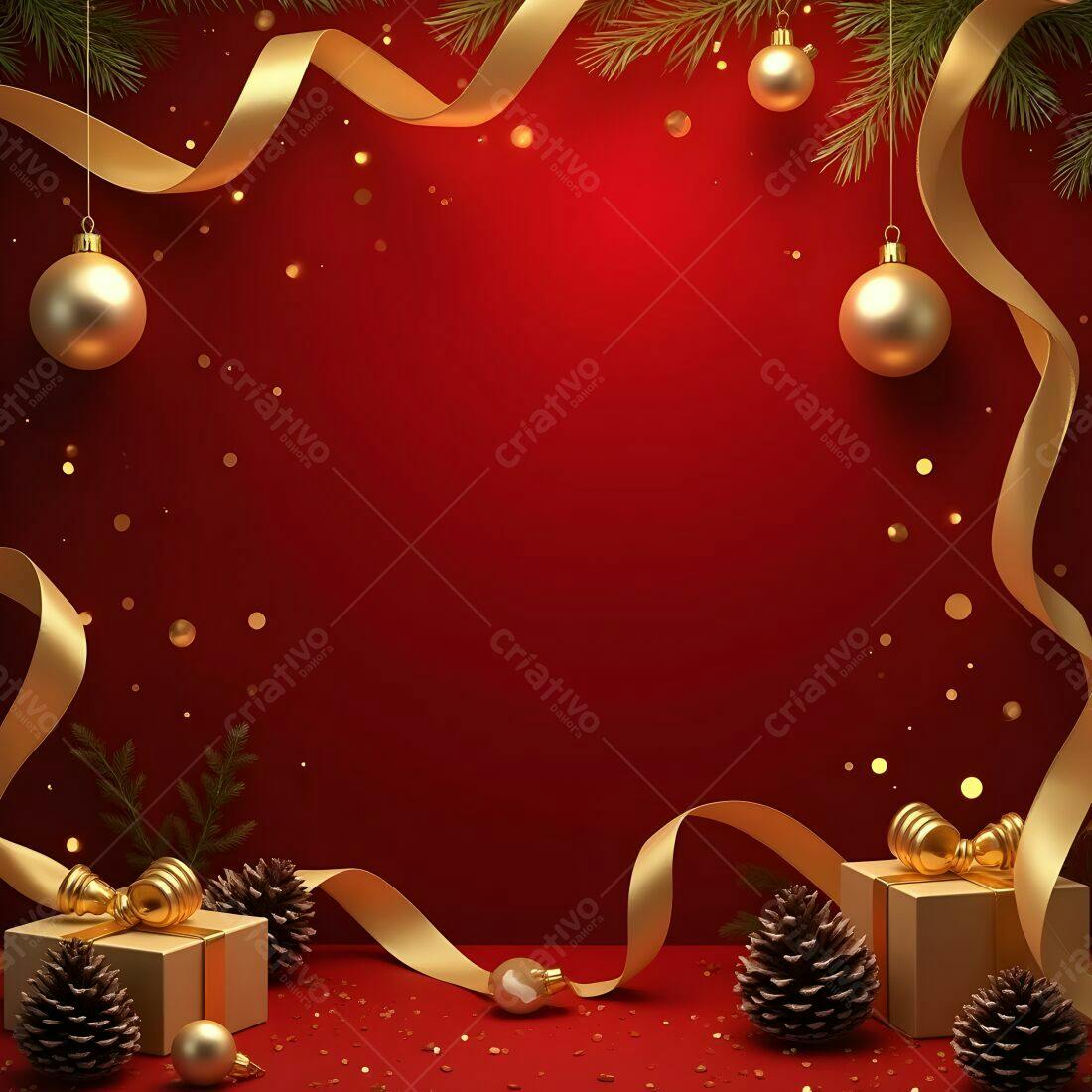 Fundo Natalino vermelho dourado