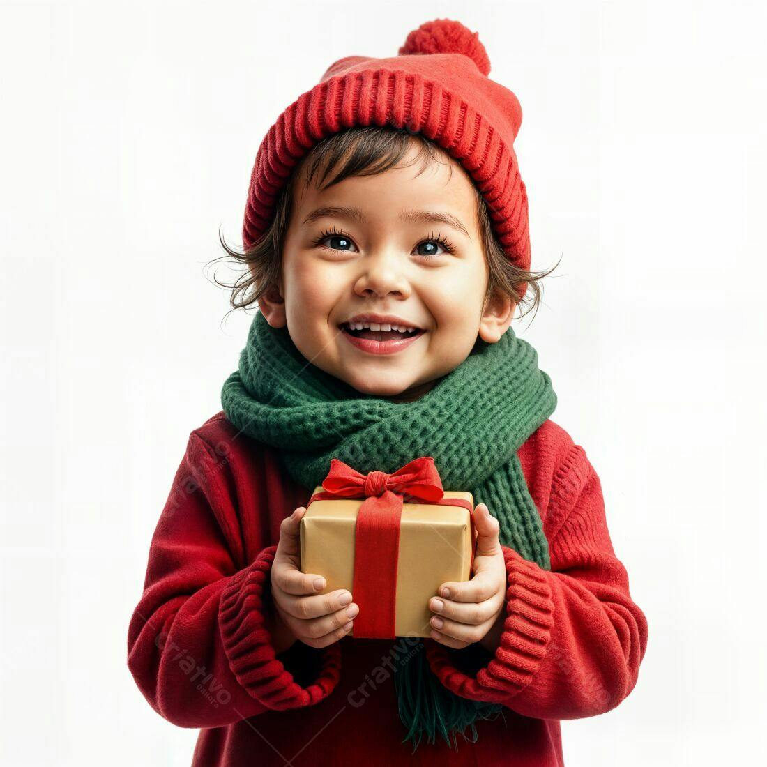 Criança feliz com presente de Natal