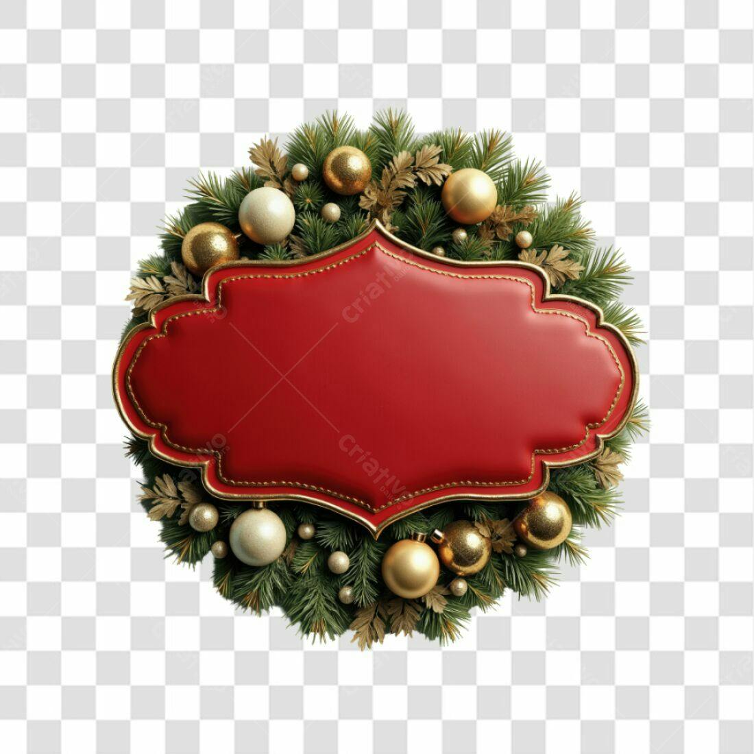 Selo Natalino com galhos PNG com fundo transparente
