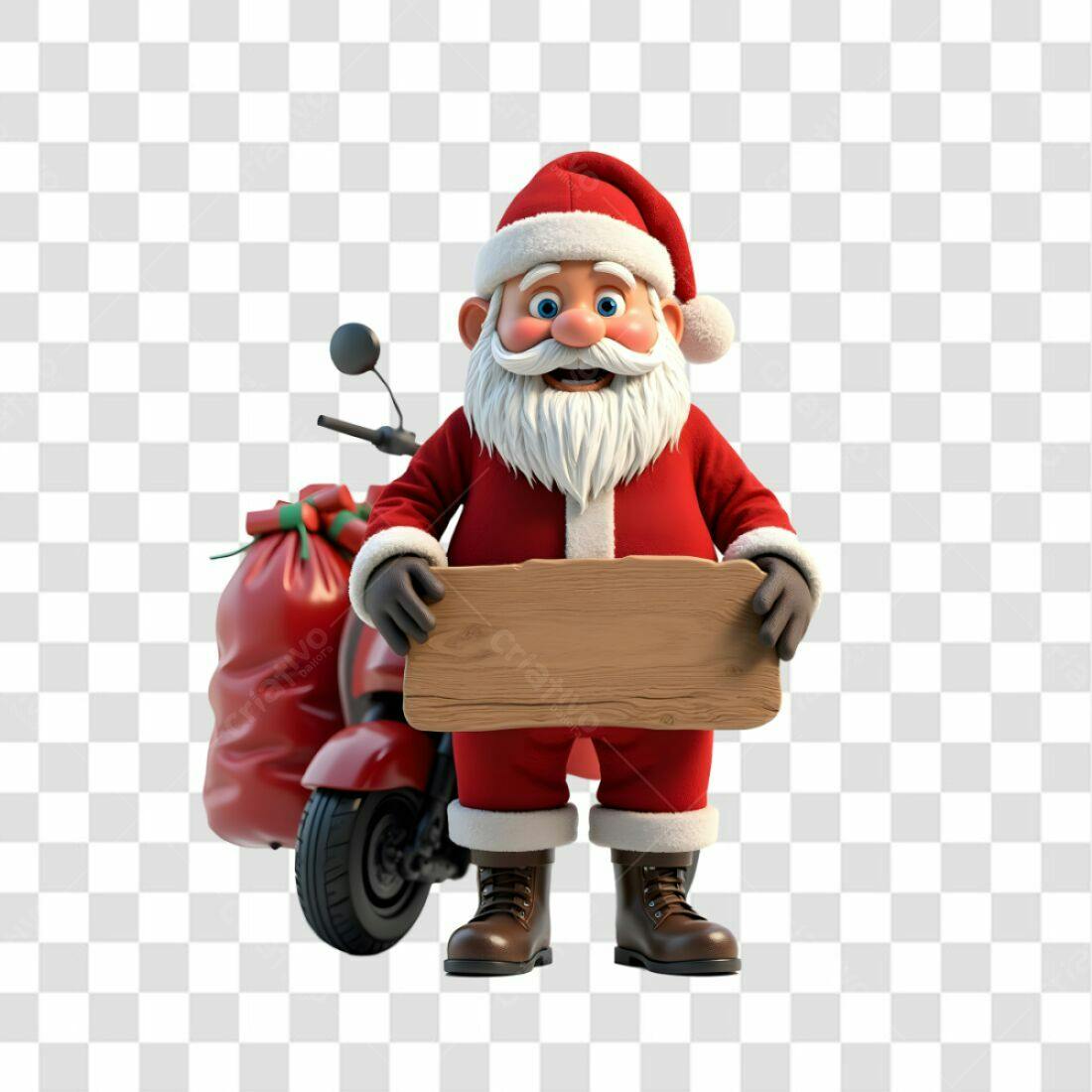 Icone Natal Papai Noel com moto PNG com fundo transparente