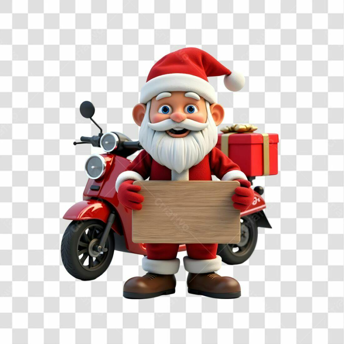 Icone Natal Papai Noel com moto PNG com fundo transparente