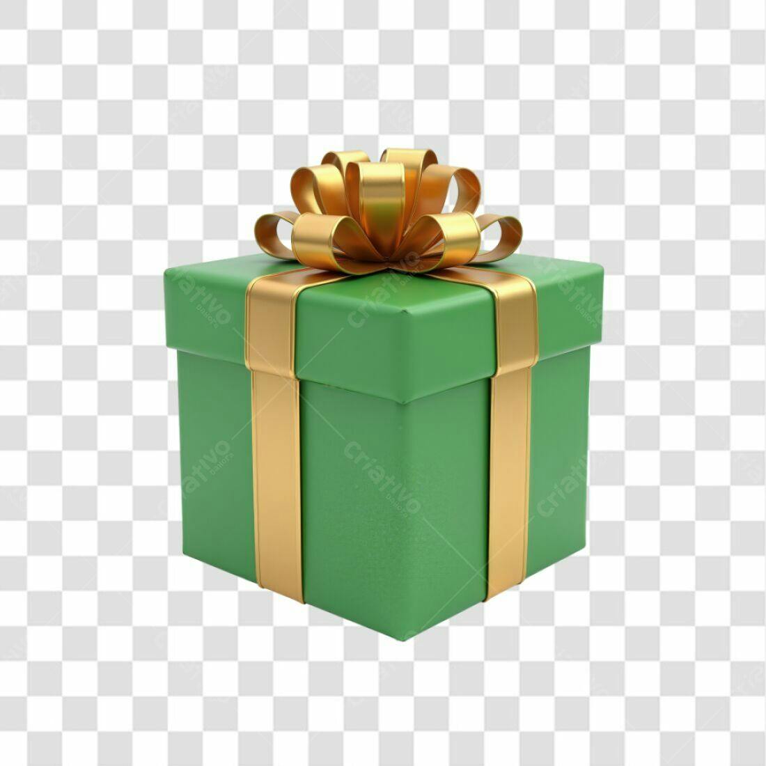 Icone Presente Verde e Dourado PNG com fundo transparente