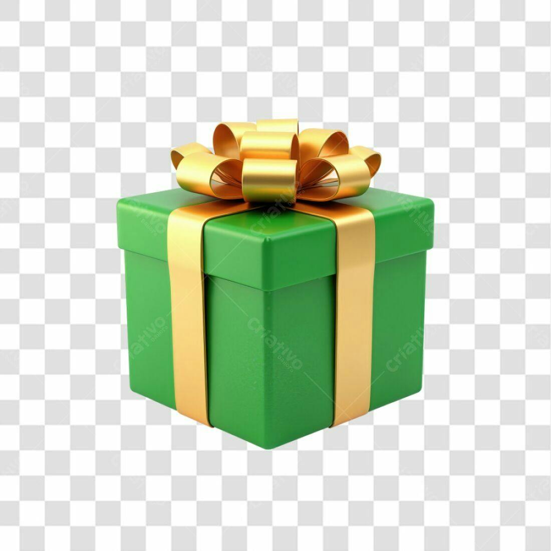 Icone Presente Verde e Dourado PNG com fundo transparente
