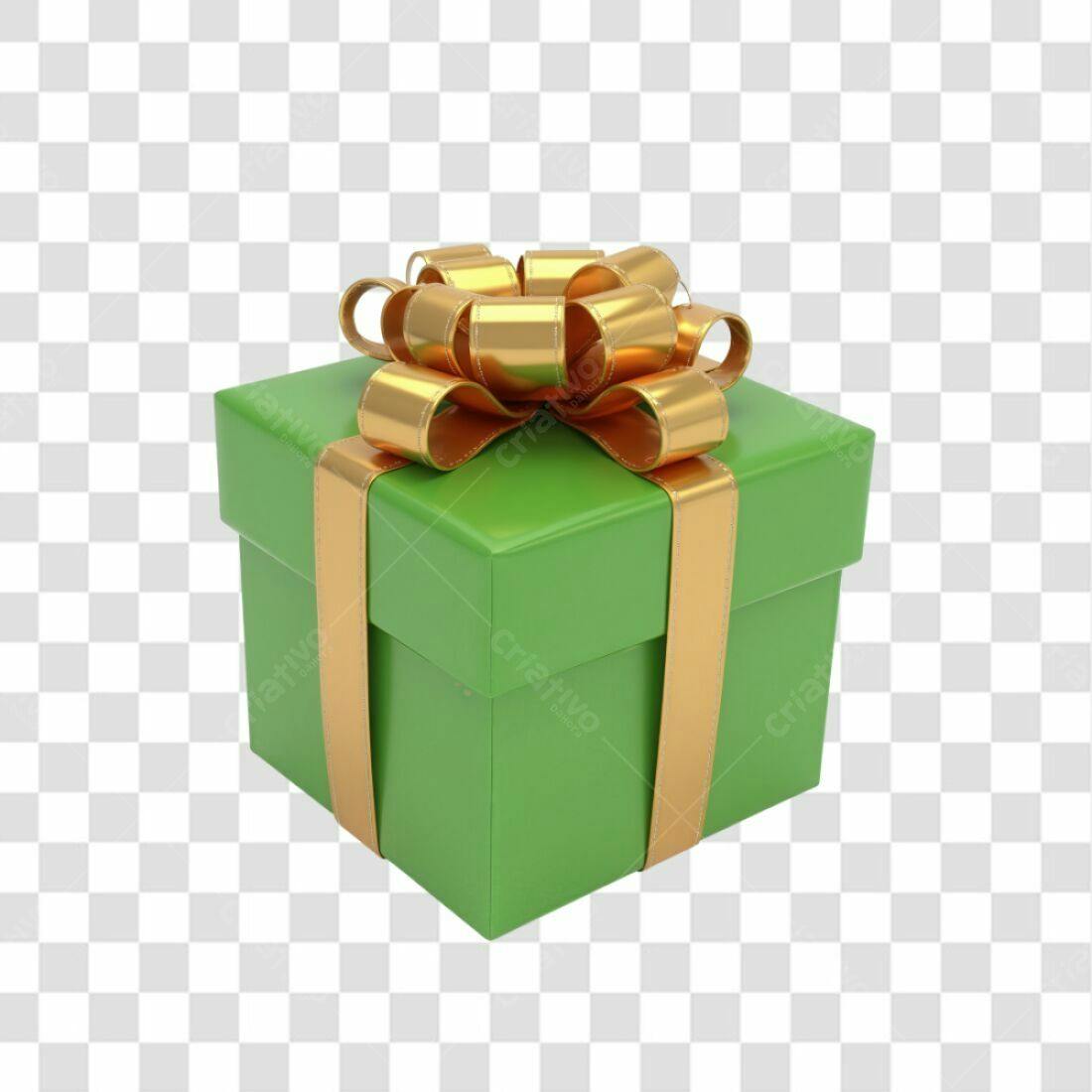 Icone Presente Verde e Dourado PNG com fundo transparente
