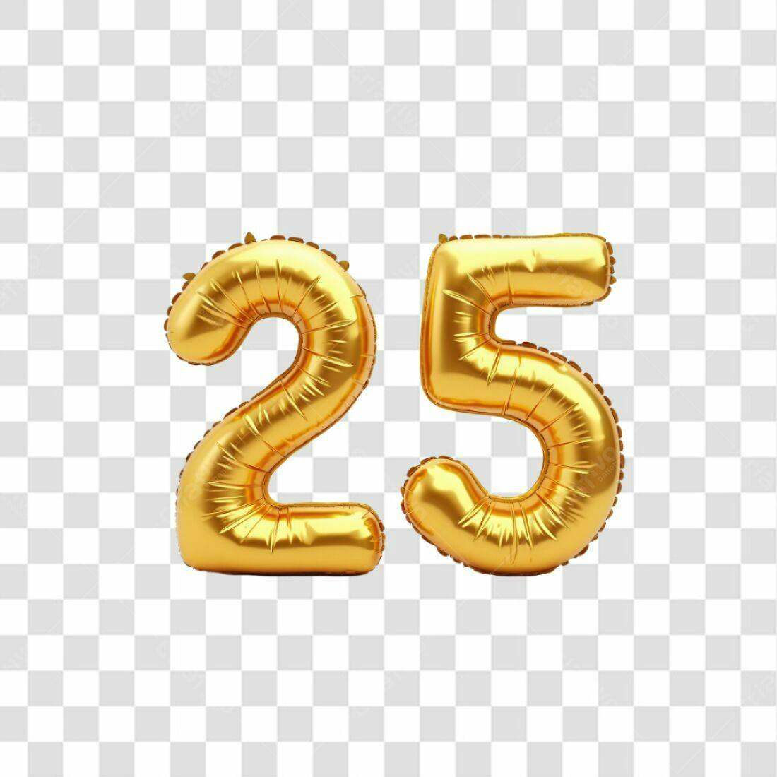 Balões Número 25 Aniversário PNG com fundo transparente