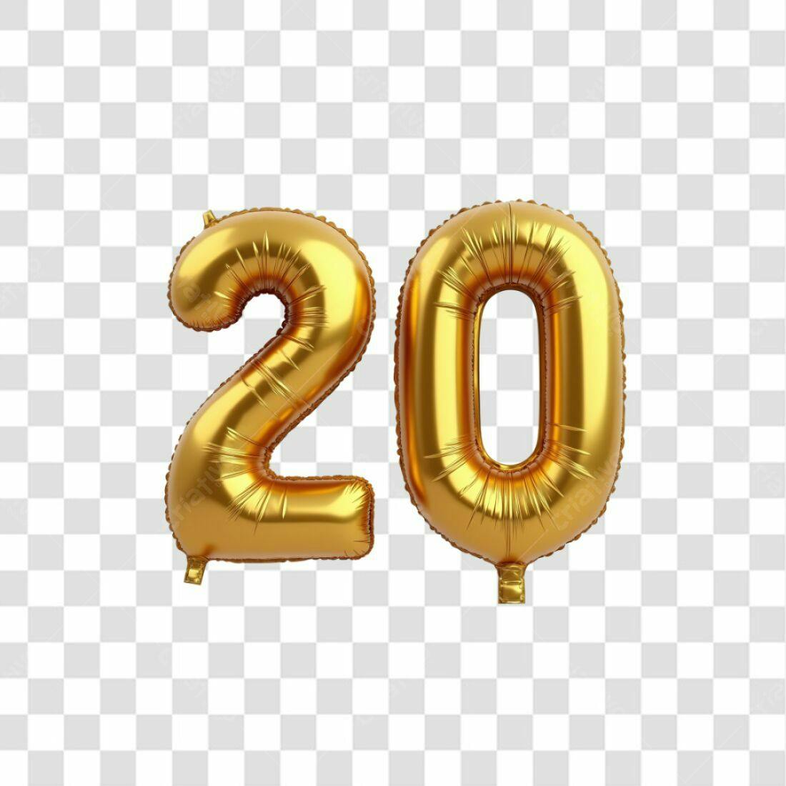 Balões Número 20 Aniversário PNG com fundo transparente