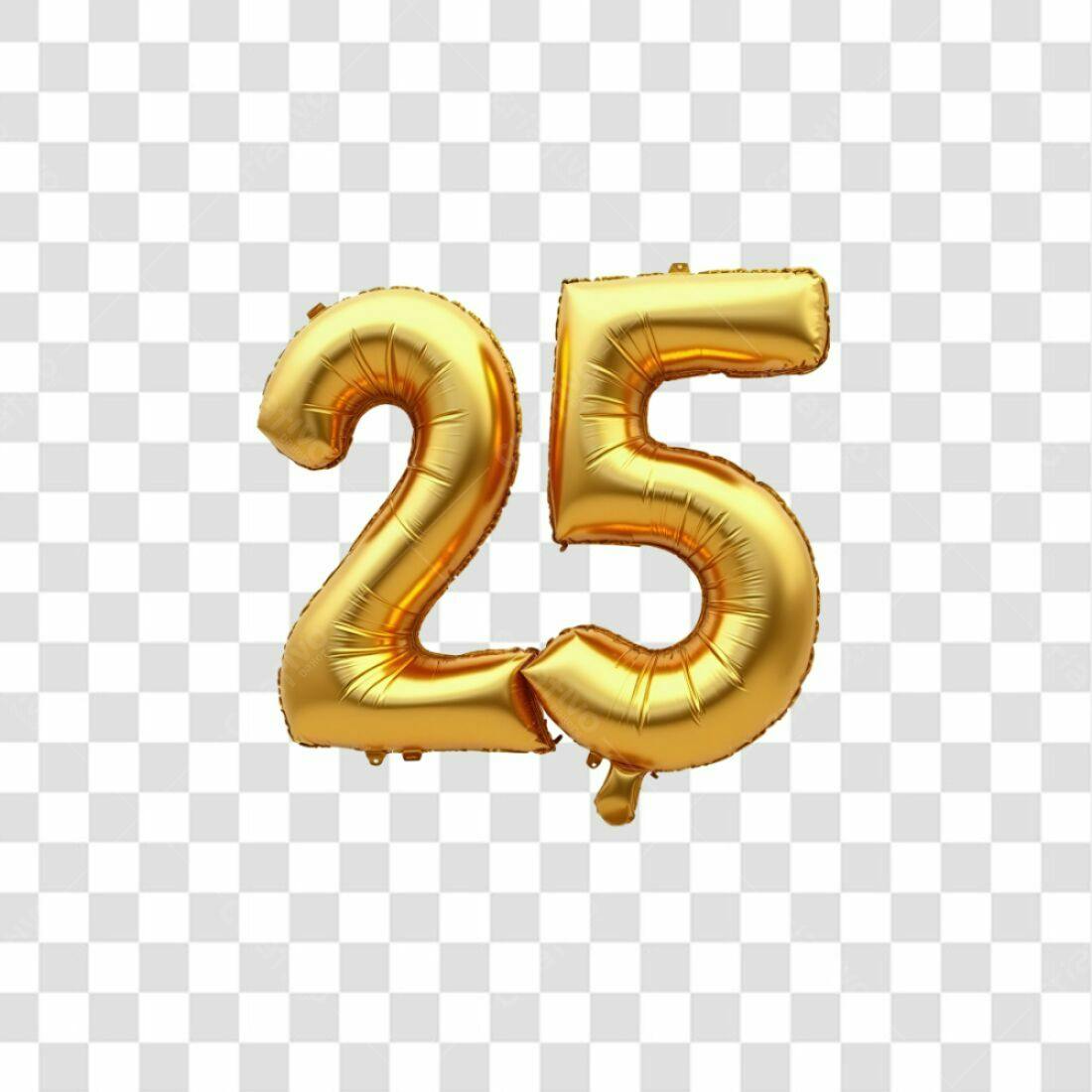 Balões Número 25 Aniversário PNG com fundo transparente