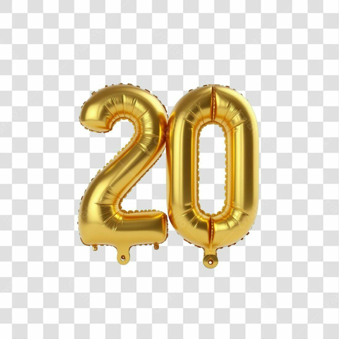 Balões Número 20 Aniversário PNG com fundo transparente