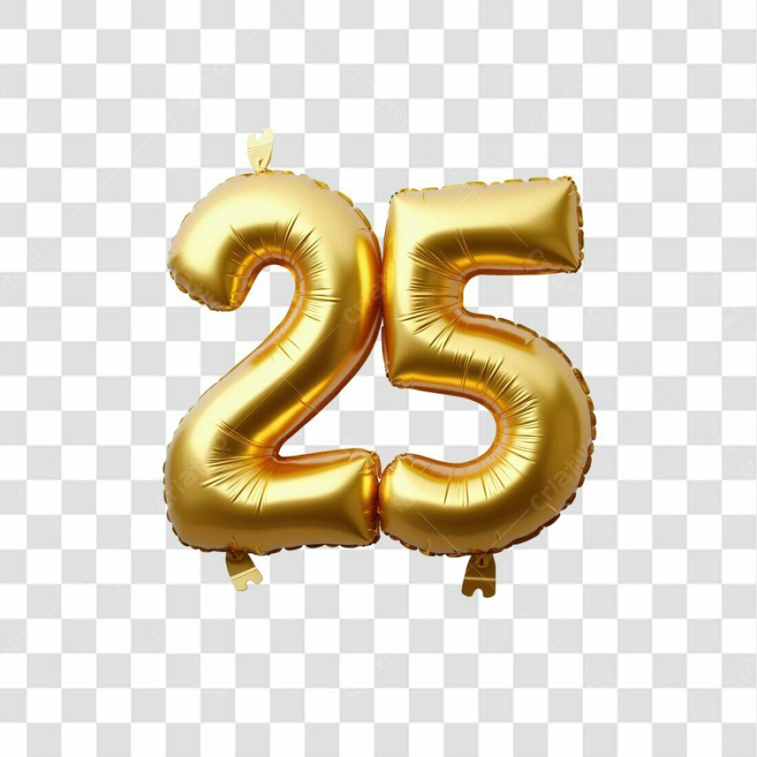 Balões Número 25 Aniversário PNG com fundo transparente