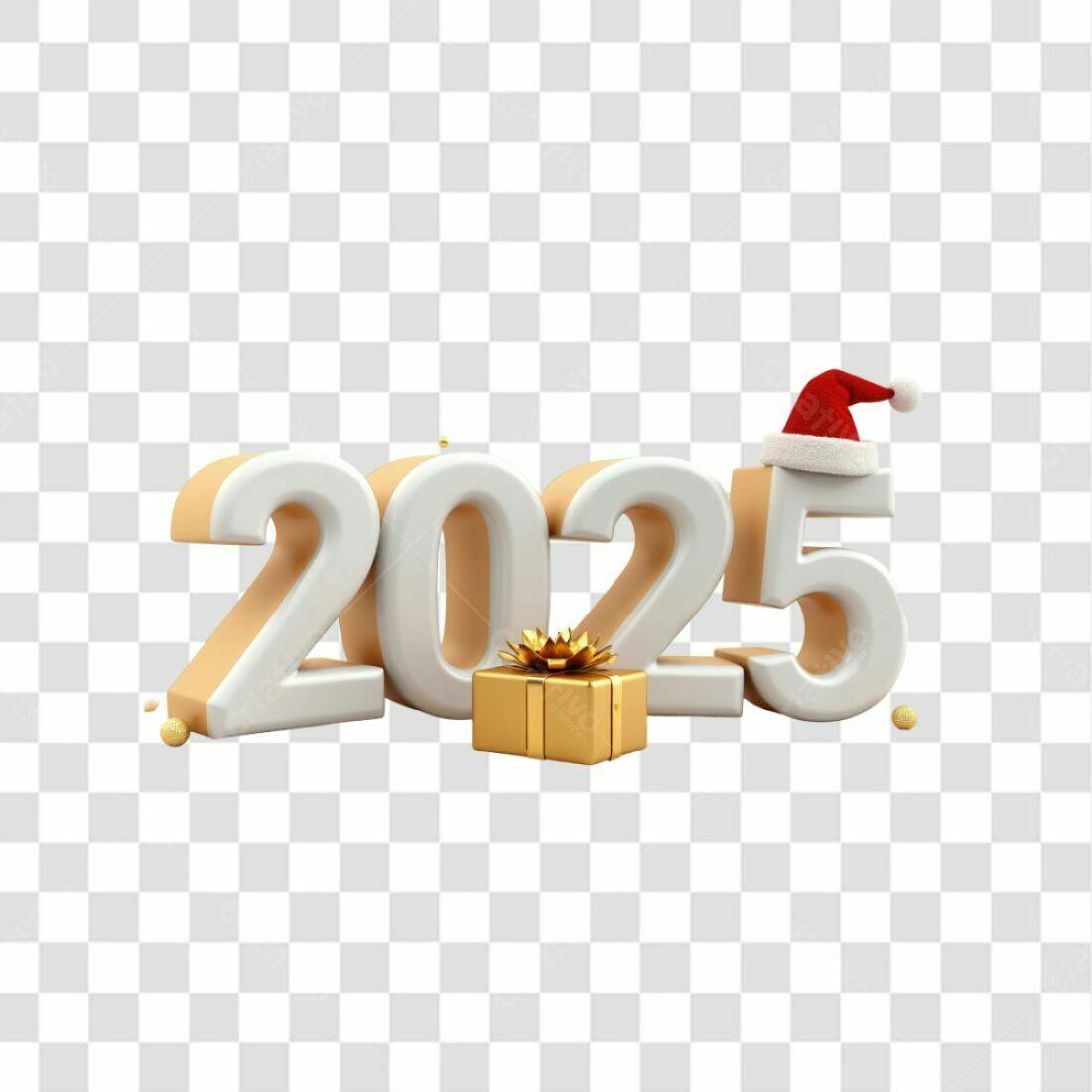 Icone Ano Novo 2025 PNG com fundo transparente
