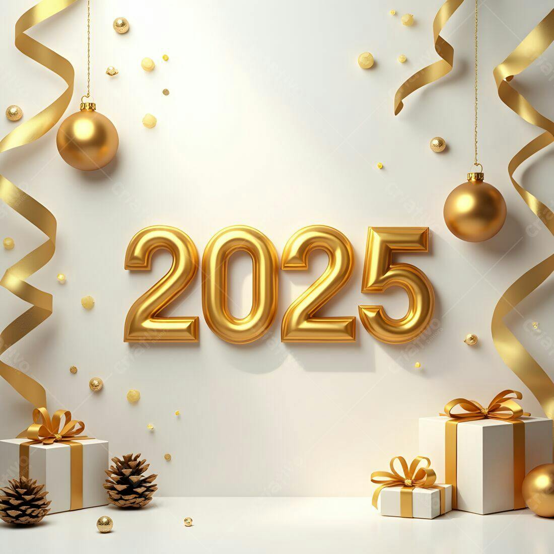 Ano Novo 2025 decoração dourada