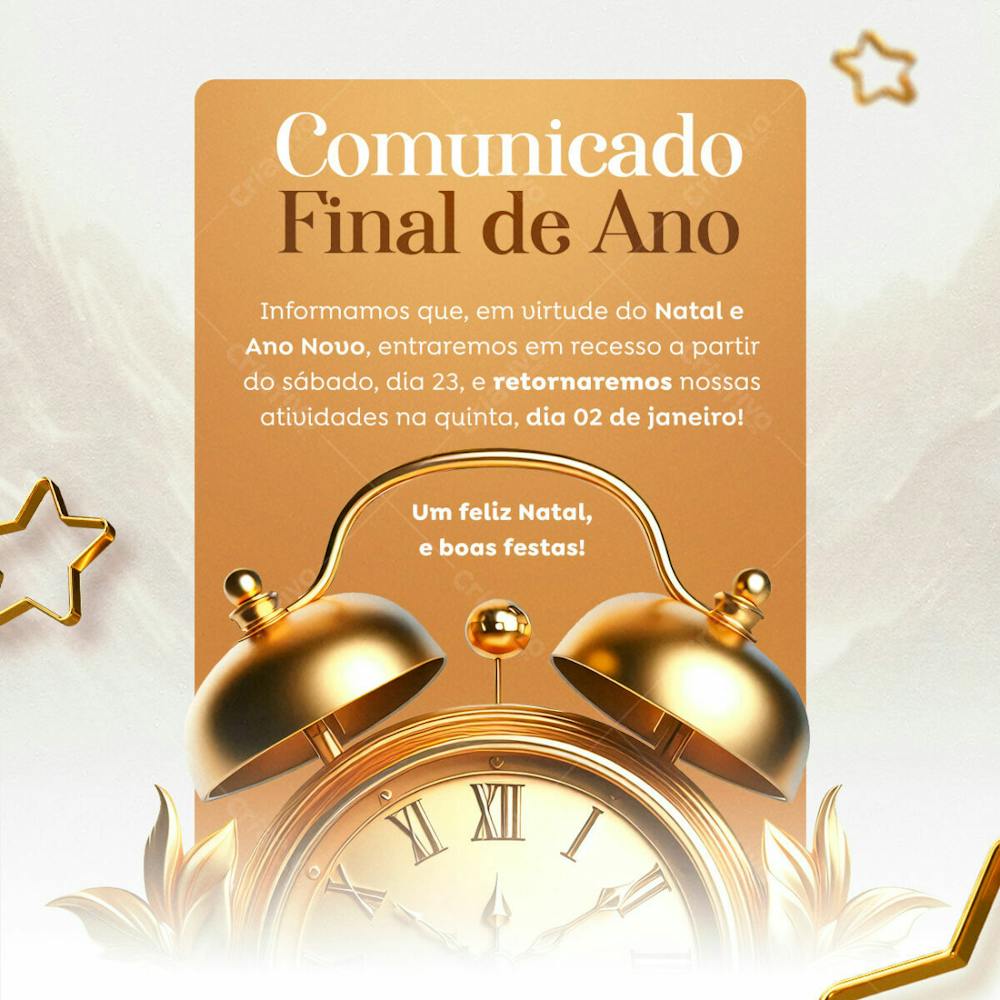 Aviso De Recesso Virtude Do Natal E Ano Novo