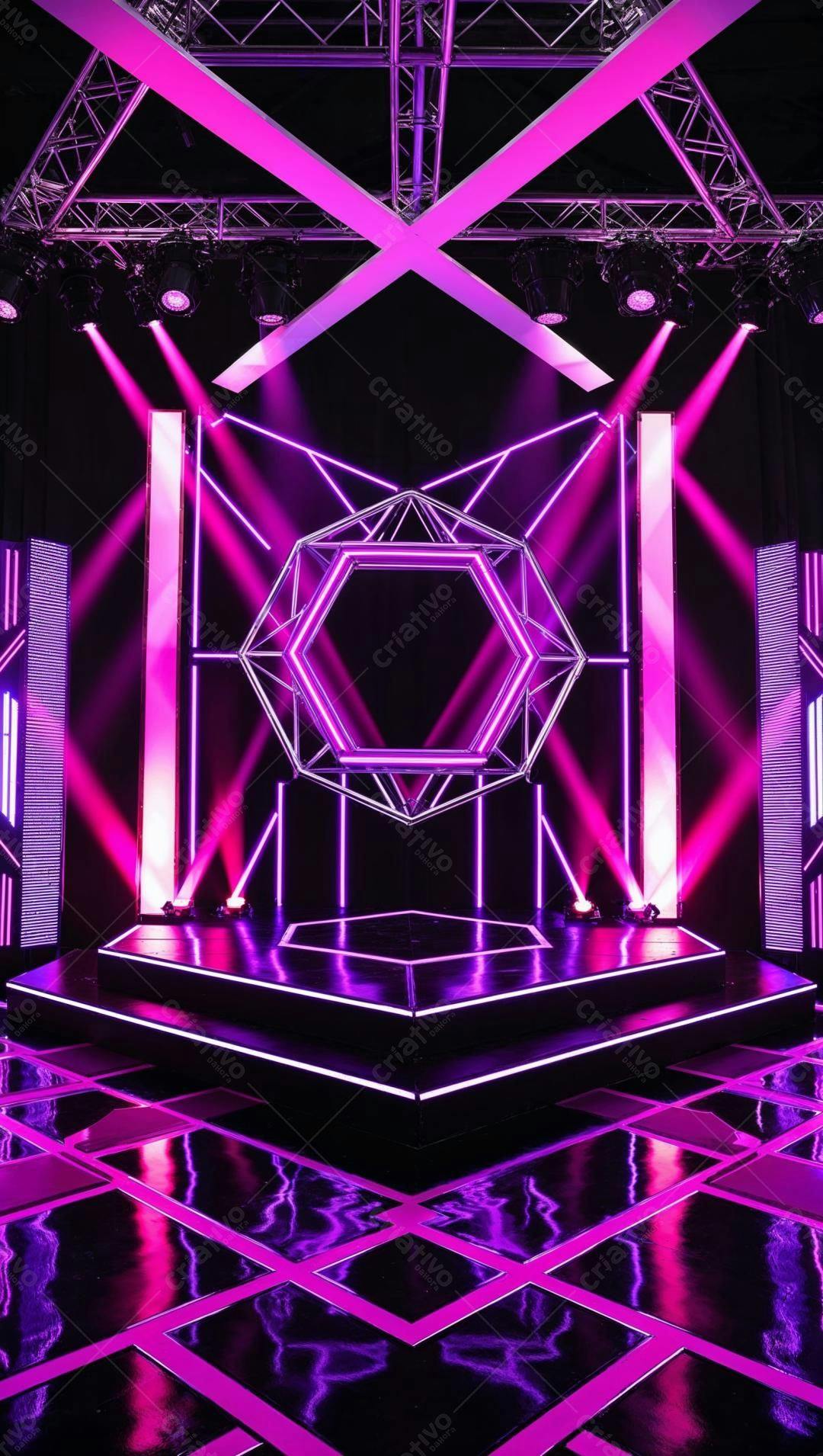 Palco Neon Rosa e Preto para Show