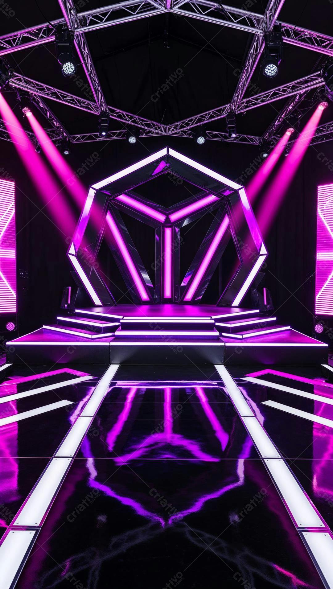 Palco Neon Rosa e Preto para Show