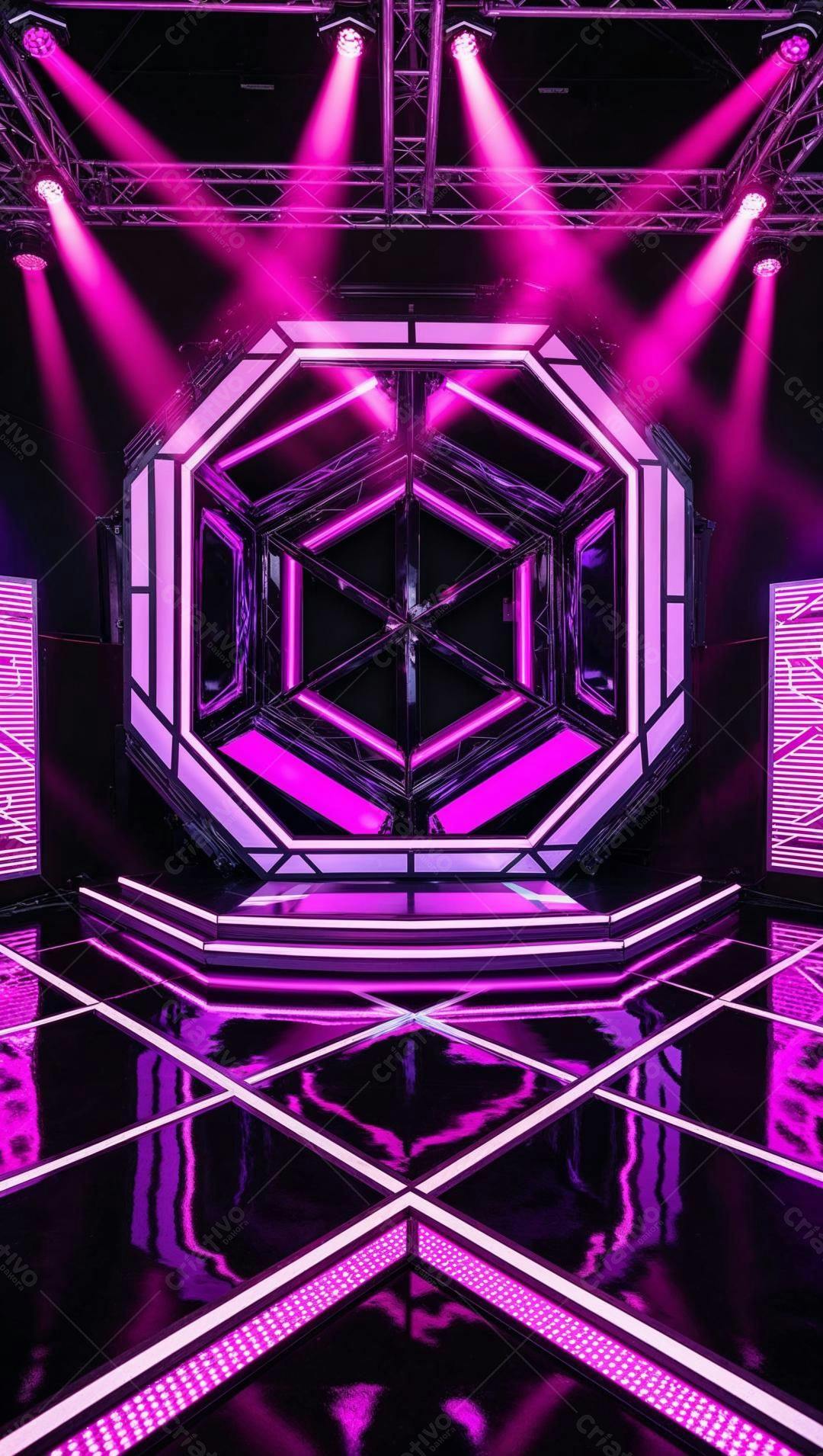 Palco Neon com Design Geométrico