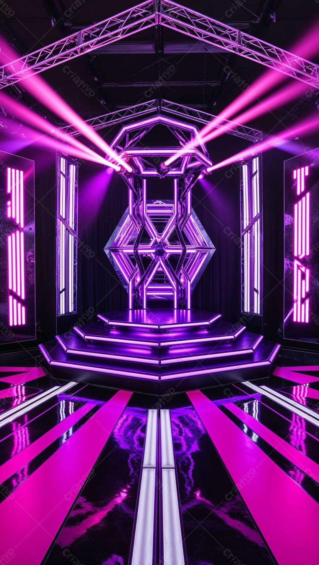Palco Neon com Estrutura Metálica