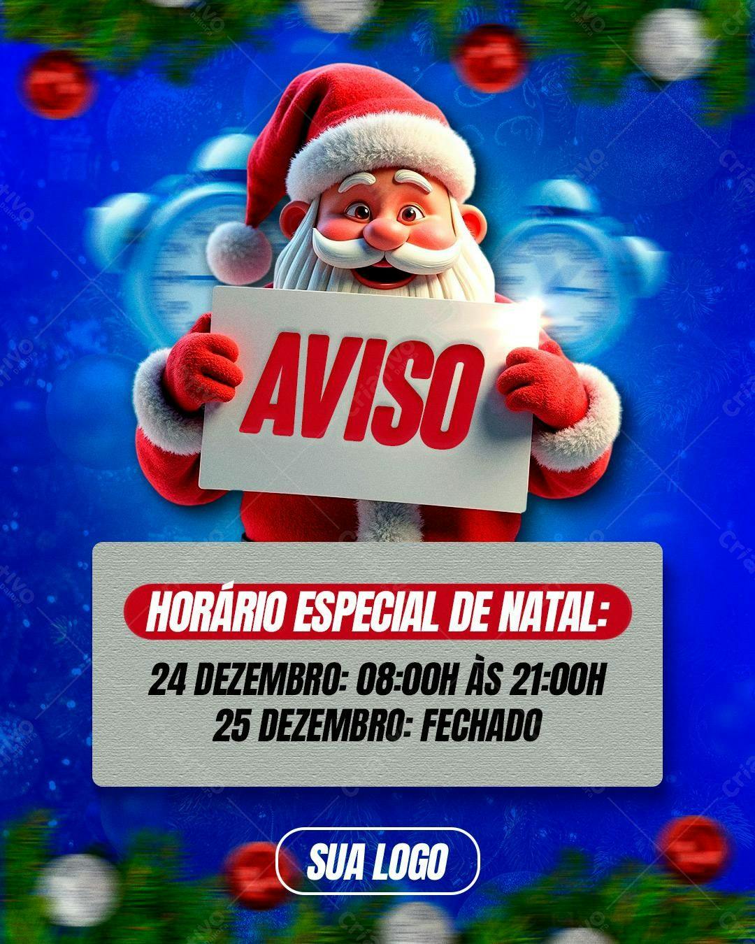 Flyer Natal Horário Especial PSD Editável