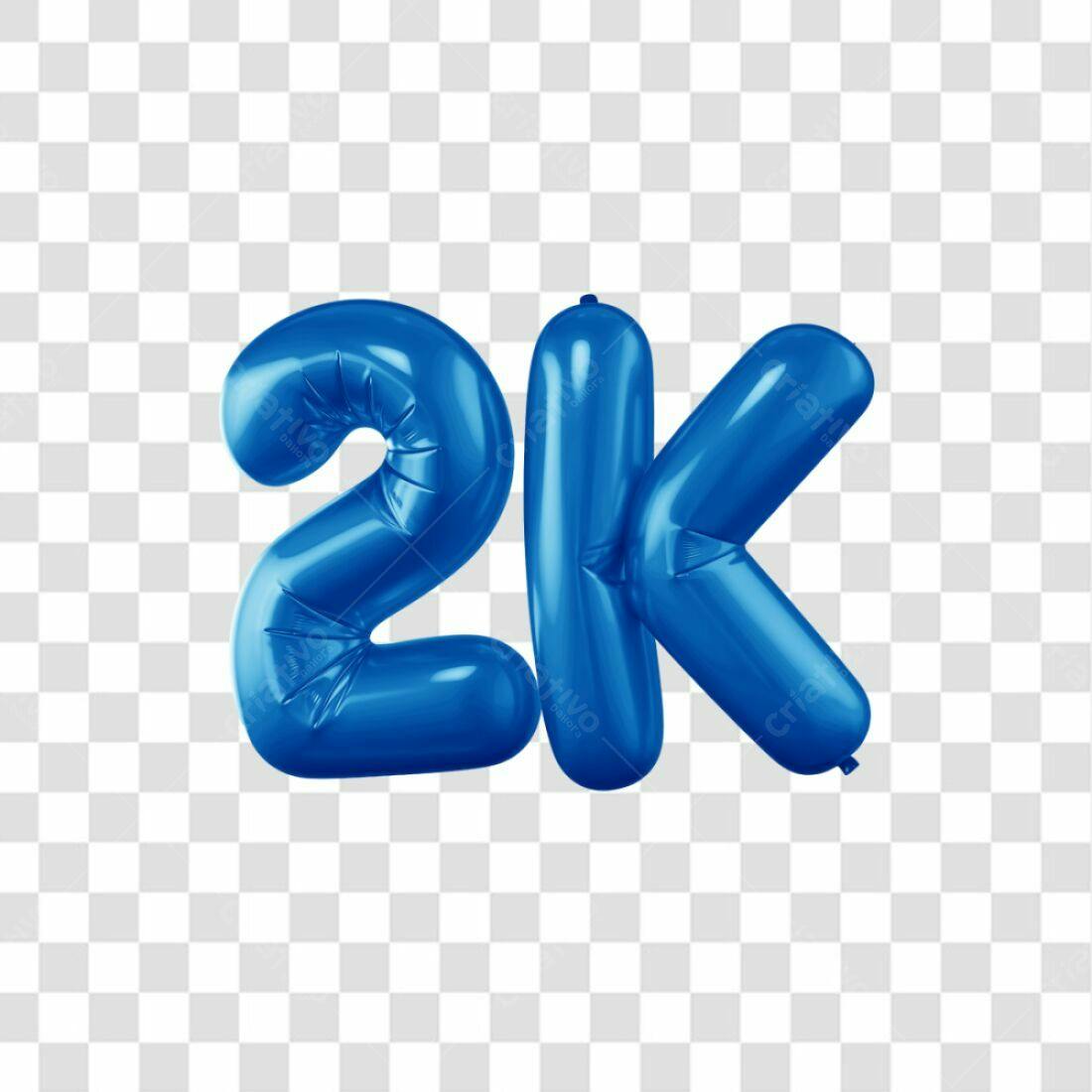 Icone 2k Seguidores Balões Azul PNG com fundo transparente