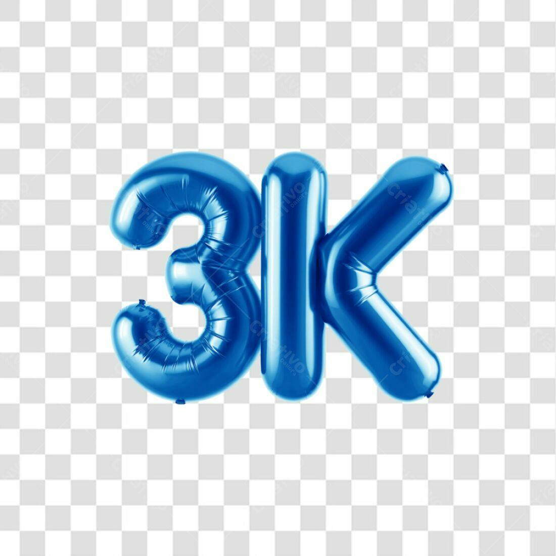 Icone 3K Seguidores Balões Azul PNG com fundo transparente