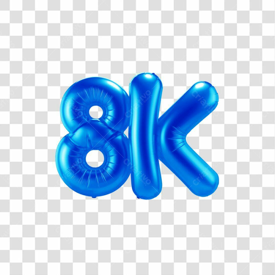 Icone 8k balões azuis PNG com fundo transparente