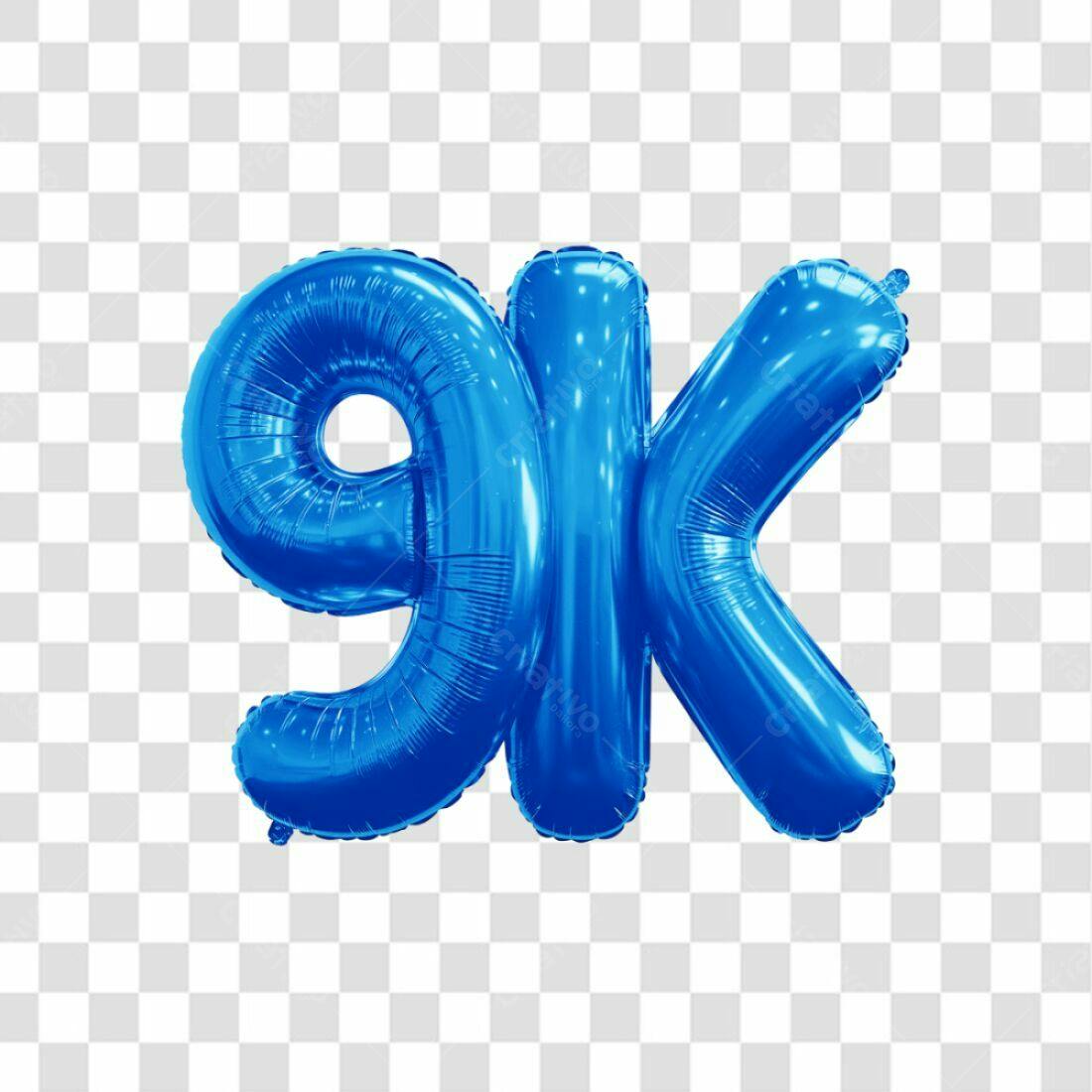 Icone 9k seguidores balões azuis PNG com fundo transparente
