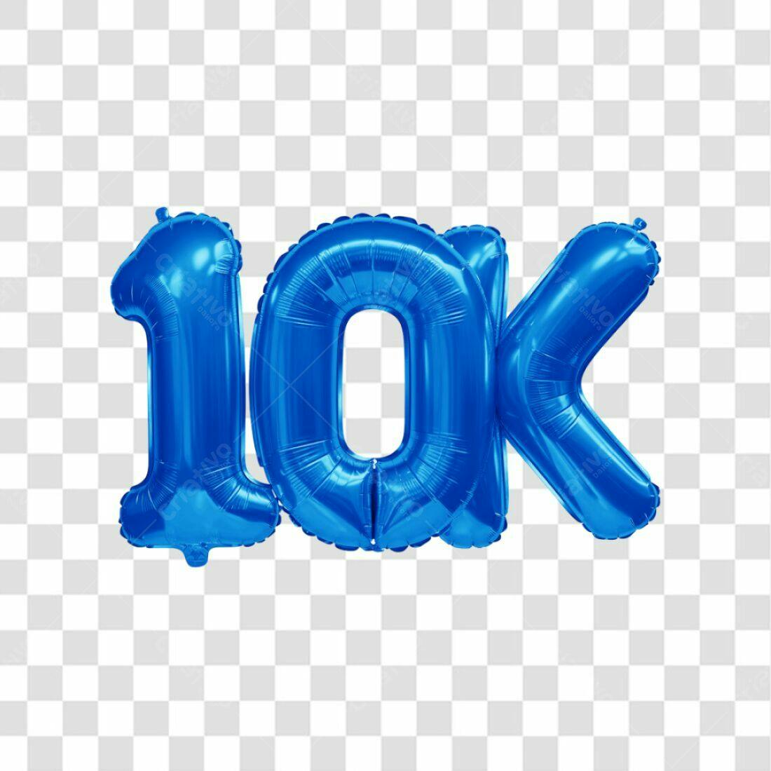 Icone 10k Seguidores Balões Azul PNG com fundo transparente