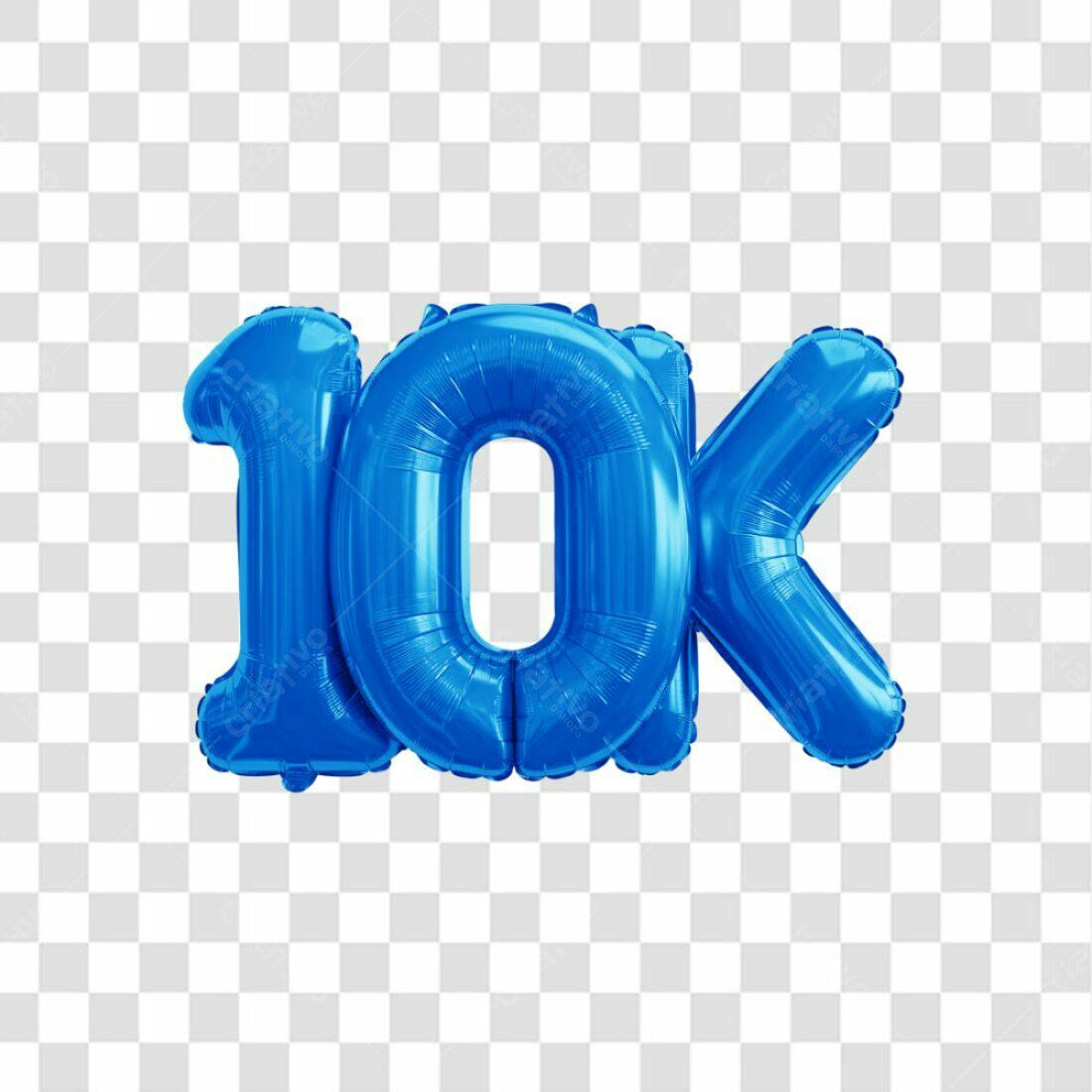 Icone 10k Seguidores Balões Azul PNG com fundo transparente