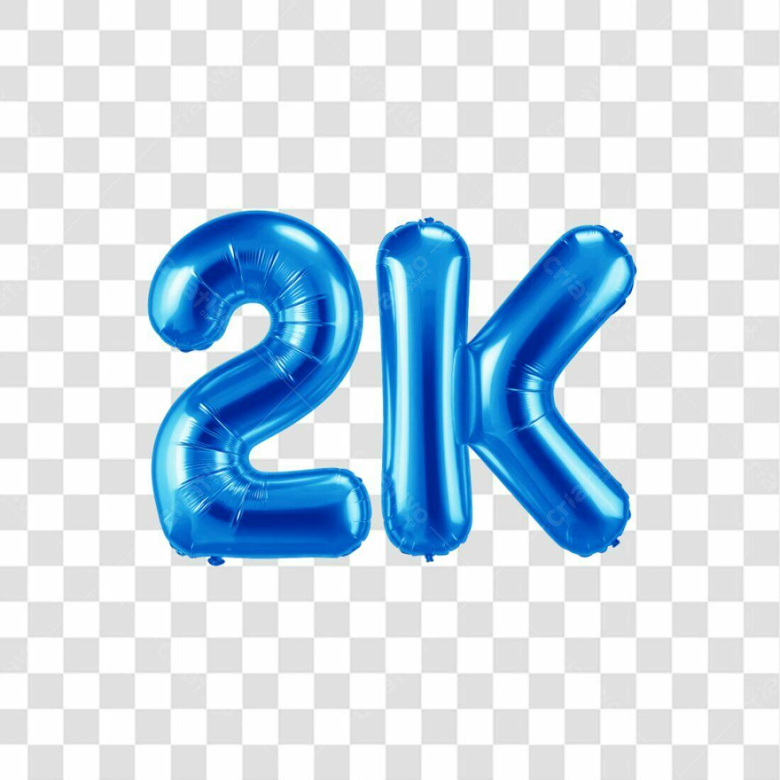 Icone 2k Seguidores Balões Azul PNG com fundo transparente