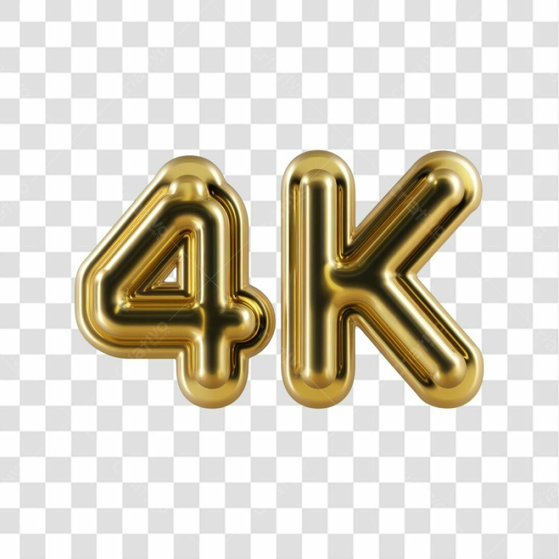 Icone 4K dourado PNG com fundo transparente