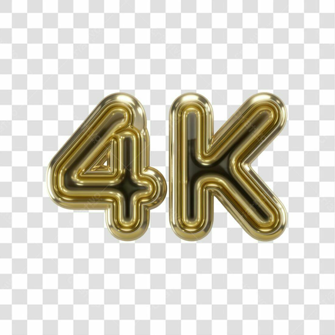 Icone 4K dourado PNG com fundo transparente