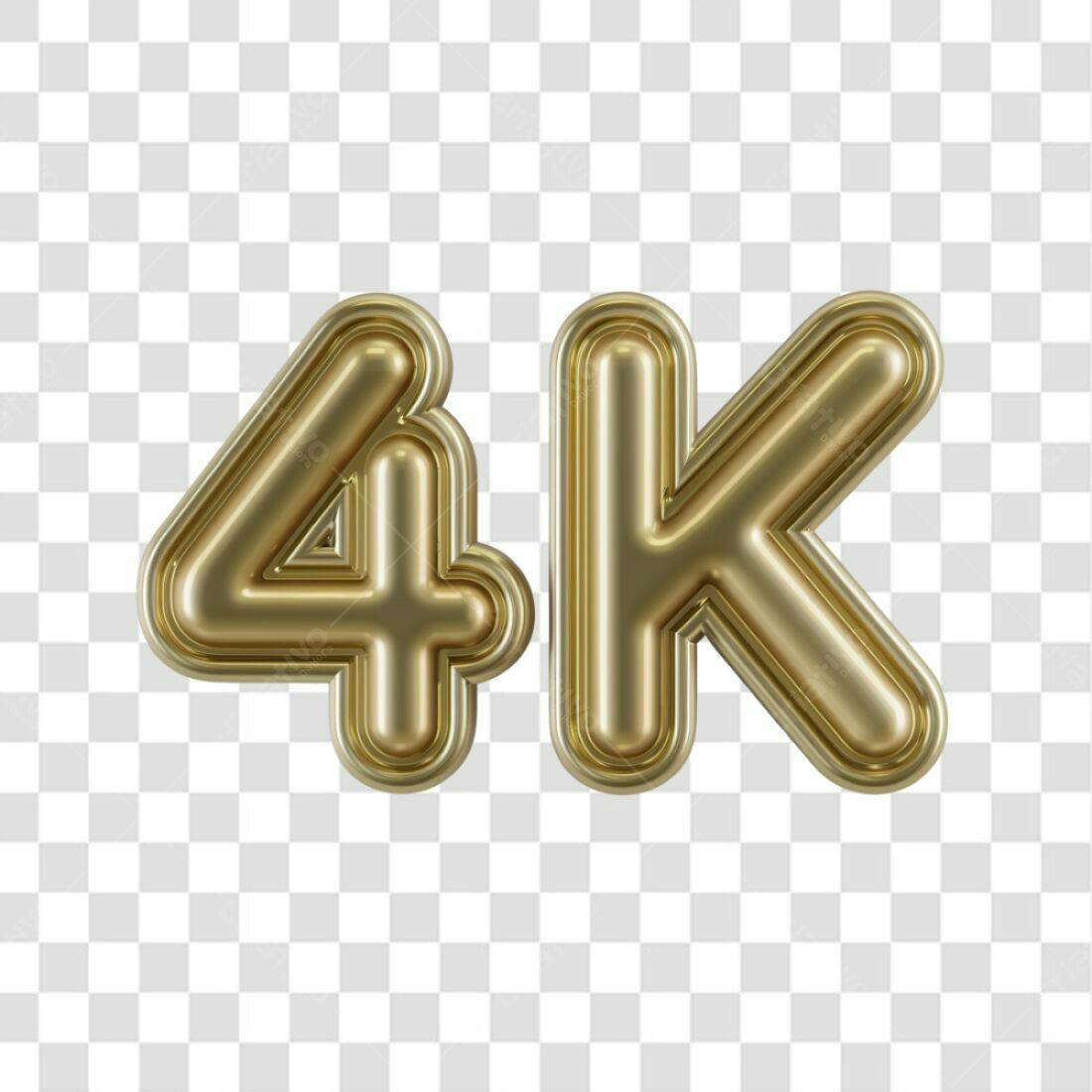 Icone 4K dourado PNG com fundo transparente