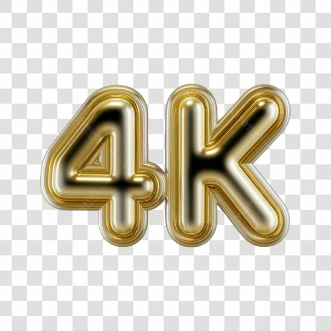 Icone 4K dourado PNG com fundo transparente