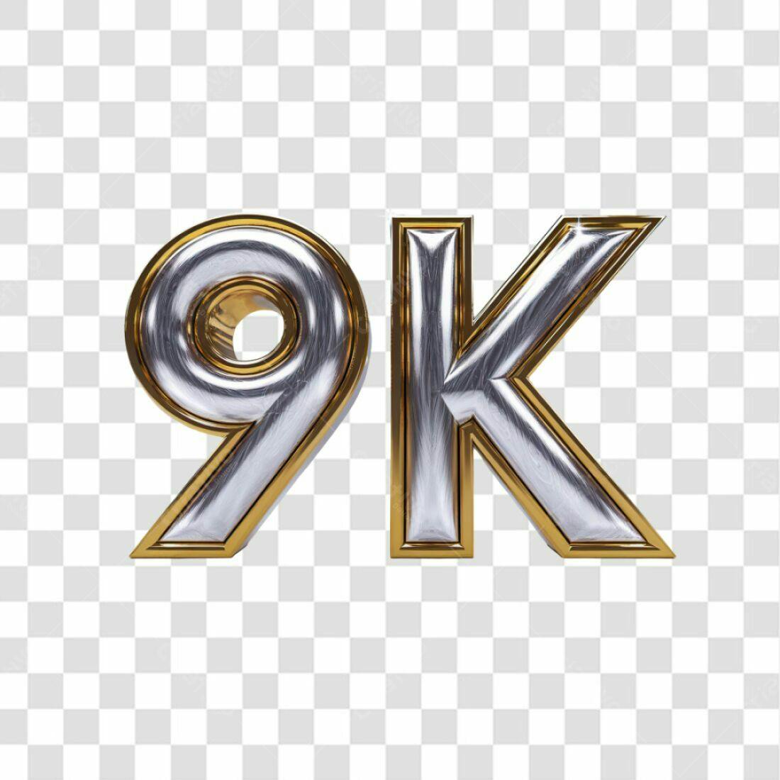 Icone 9K Seguidores Prata e Ouro PNG com fundo transparente