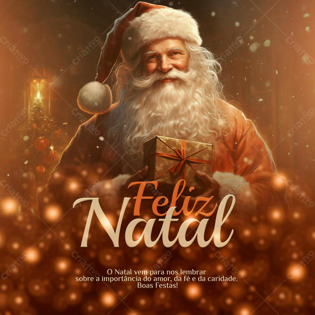 Postagem Natalina com Papai Noel PSD Editável
